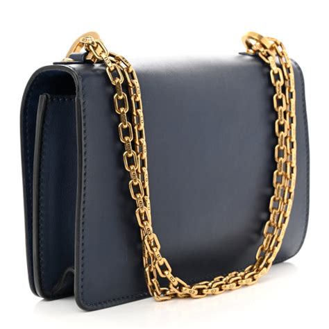 CHRISTIAN DIOR Calfskin J'Adior Chain Flap Bag Navy Blue 